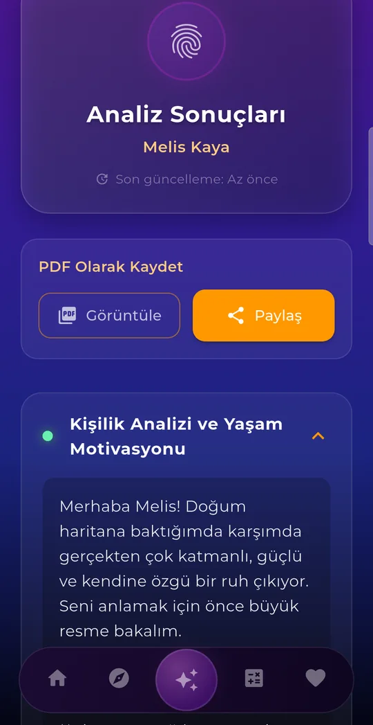 Harita analizi ekranı